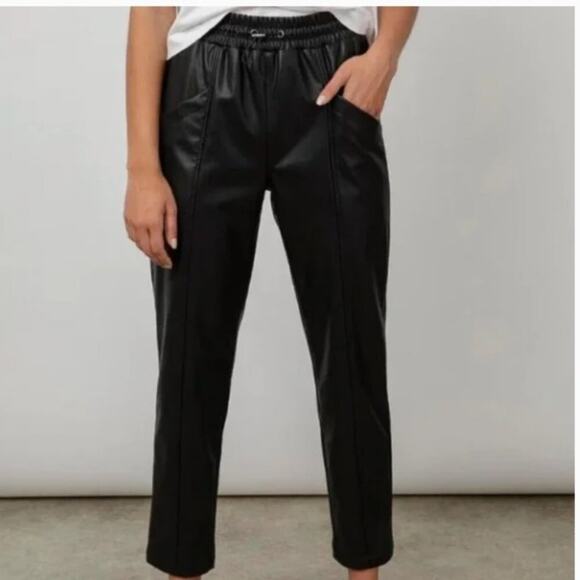 NEW Rails Jayden Black Vegan Leather Pants Medium Elasticized Waist - Picture 1 of 9